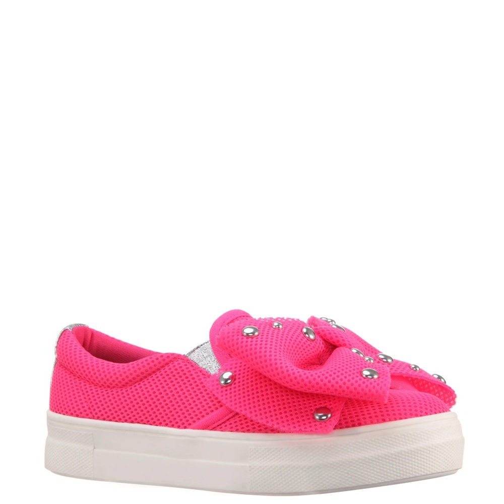 Vibrant Pink and White Slip-On Platform Sneakers
